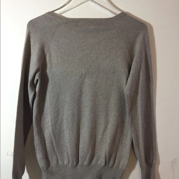 Zara Women V Neck Sweater Beige XL Cotton Blend Long Sleeve - Picture 11 of 11